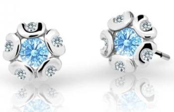 Cutie Jewellery Detské náušnice z bieleho zlata C2178-30-X-2 svetlo modrá