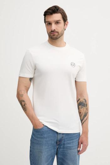 Bavlnené tričko Armani Exchange pánske, béžová farba, jednofarebné, XM000558 AF10358