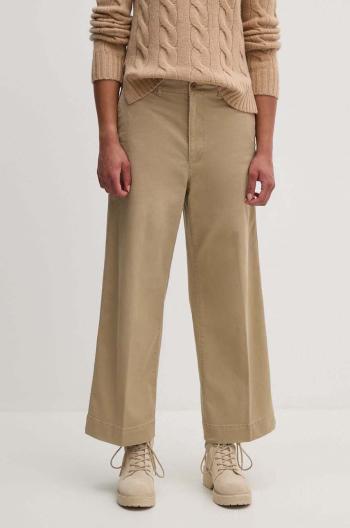 Nohavice Polo Ralph Lauren dámske, béžová farba, rovné, vysoký pás, 211939940