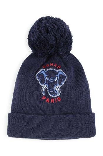 Detská čiapka s prímesou kašmíru Kenzo Kids tmavomodrá farba biela, K60608