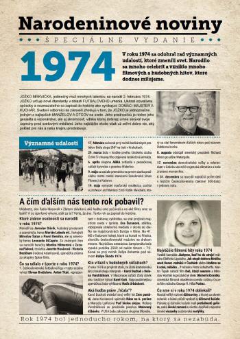 Narodeninové noviny 1974 s vlastným textom a fotografiou, S textem