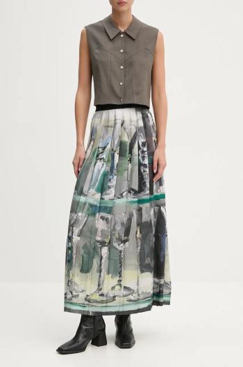 Sukňa MSGM zelená farba, maxi, áčkový strih, 3742MDD11P.247963