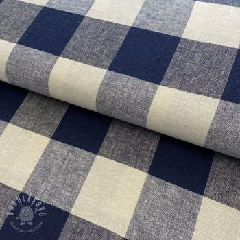 Viskóza s ľanom YARN DYED CHECK navy