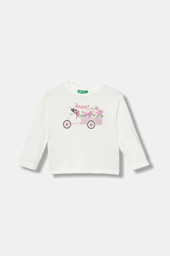 Detská bavlnená košeľa s dlhým rukávom United Colors of Benetton biela farba, 35RYG10K7