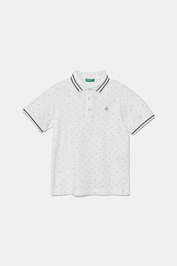 Detská bavlnená polokošeľa United Colors of Benetton biela farba, vzorovaný, 3H35C301V