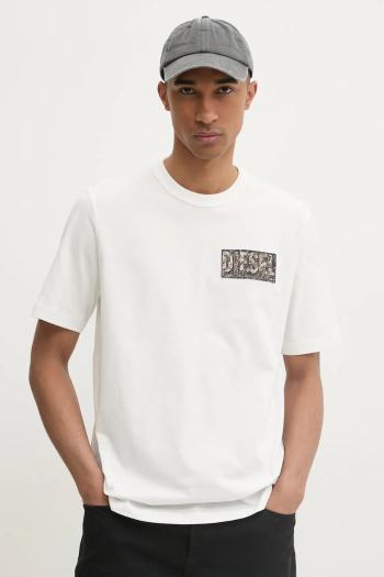 Tričko Diesel T-ADJUST-R19 T-SHIRT pánske, béžová farba, s nášivkou, A17257.0AGRI