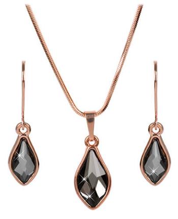 Levien Bronzová sada náušníc a náhrdelníka Flame Rose Gold Night SET-040