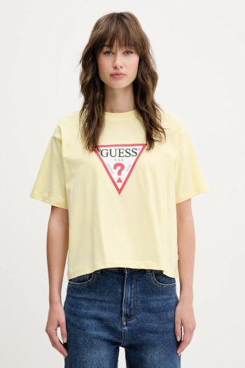 Bavlnené tričko Guess Jeans dámske, žltá farba, W4YI73 K8HM0