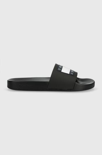 Šľapky Tommy Jeans POOL SLIDE ESS pánske, čierna farba, EM0EM01191
