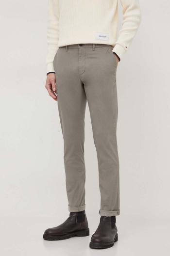 Nohavice Tommy Hilfiger pánske,šedá farba,strih chinos,MW0MW33937