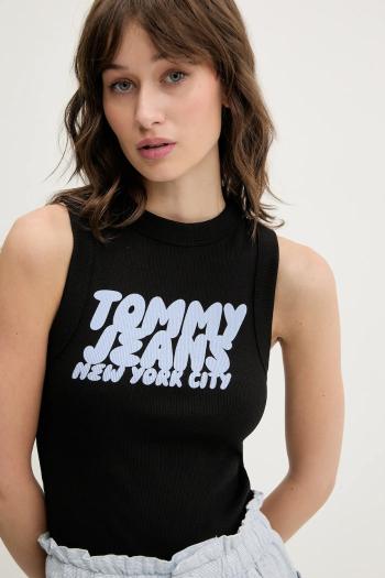 Top Tommy Jeans čierna farba, DW0DW21339