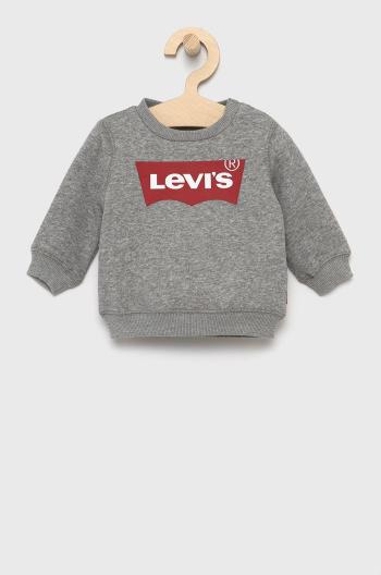 Detská mikina Levi's šedá farba, s potlačou