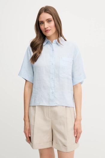 Ľanová košeľa Tommy Hilfiger voľný strih, s klasickým golierom, WW0WW44720