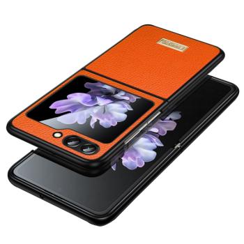 SULADA LEATHER Ochranný kryt Samsung Galaxy Z Flip6 5G oranžový