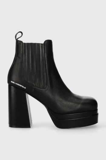 Kožené topánky chelsea Karl Lagerfeld STRADA dámske, čierna farba, na podpätku, KL30143