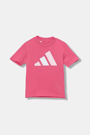 Detské bavlnené tričko adidas ružová farba, s potlačou, JY0299