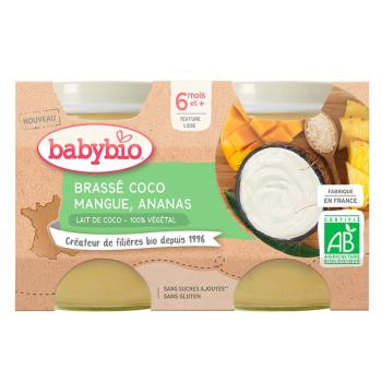 BABYBIO Brassé z kokosového mléka mango jablko 2 x 130 g