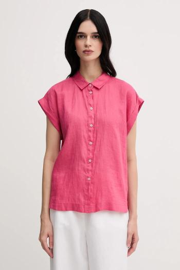 Ľanová košeľa United Colors of Benetton béžová farba, regular, s klasickým golierom