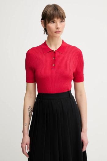 Polo tričko Tommy Hilfiger dámske, červená farba, WW0WW45511