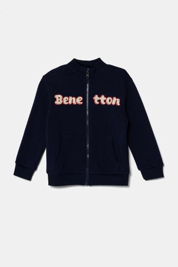 Detská bavlnená mikina United Colors of Benetton tmavomodrá farba, s potlačou, 3J70G503M