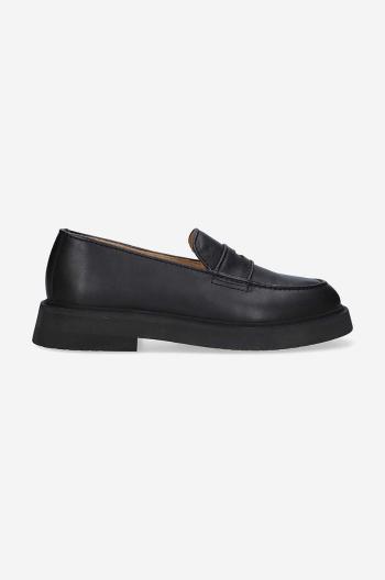 Kožené mokasíny A.P.C. Mocassins Gael dámske, čierna farba, na plochom podpätku PXBAA-F53276 BLACK