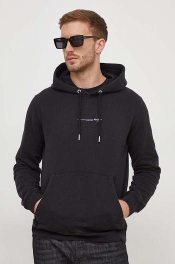 Bavlnená mikina Pepe Jeans Dave Hoodie pánska, čierna farba, s kapucňou, s potlačou, PM582561