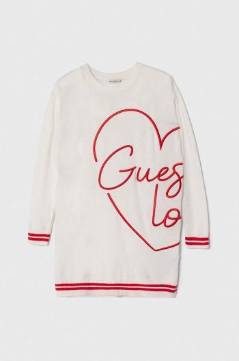 Dievčenské šaty Guess biela farba, mini, oversize, J4YK08 Z3FV0