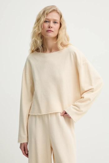 Mikina American Vintage dámske, béžová farba, jednofarebná, OFY03AE25