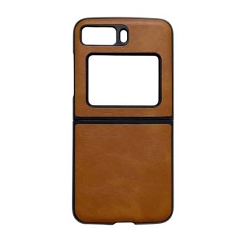 LEATHER Plastový kryt Motorola Razr 2022 5G hnedý