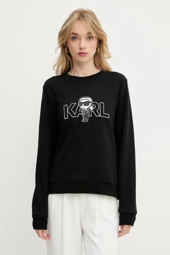 Bavlnená mikina Karl Lagerfeld čierna farba, s potlačou, A3W20056