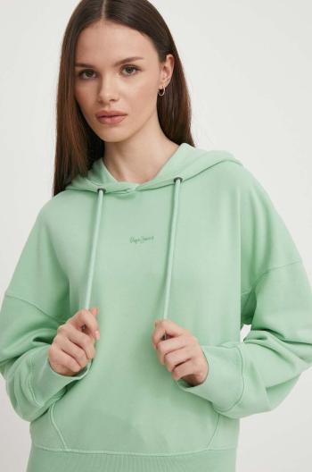 Mikina Pepe Jeans Lynette HOODIE dámska, zelená farba, s kapucňou, jednofarebná, PL581439