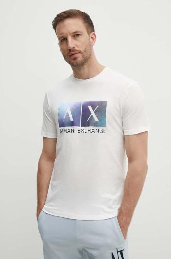 Bavlnené tričko Armani Exchange pánske, béžová farba, s potlačou, 3DZTJB ZJBYZ