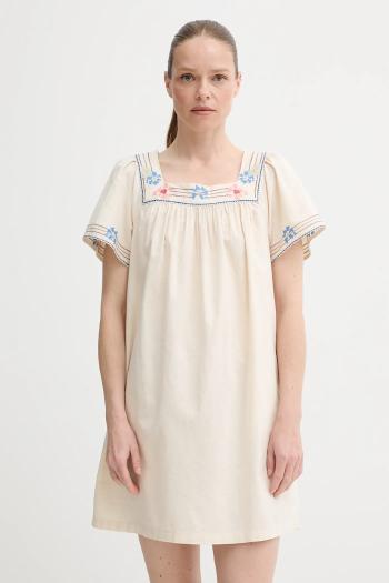 Šaty s prímesou ľanu Levi's AMBRE BABYDOLL DRESS béžová farba, mini, áčkový strih, 001HT