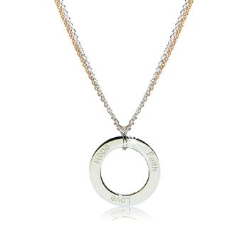 Náhrdelník zo striebra 925 - obrys kruhu s nápismi "Faith", "Love" a "Hope"