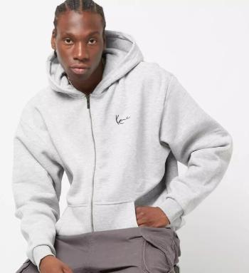 Mikina Karl Kani Chest Signature Essential OverSized Zip Hoodie Ash Grey - 2XL