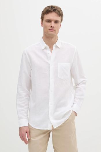 Ľanová košeľa Calvin Klein biela farba, regular, s klasickým golierom, K10K114488