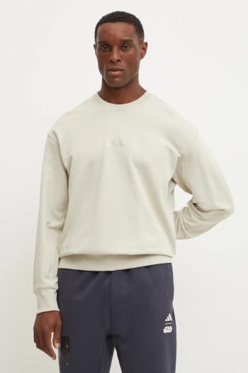 Bavlnená mikina adidas ALL SZN pánska, béžová farba, jednofarebná, JI6386