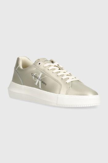 Tenisky Calvin Klein Jeans CHUNKY CUPSOLE LACEUP LTH ML MTL strieborná farba, YW0YW01517