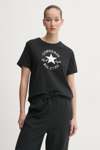 Bavlnené tričko Converse dámske, čierna farba, 10027077-A02