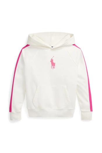 Detská mikina Polo Ralph Lauren biela farba, s kapucňou, s nášivkou, 313957348001