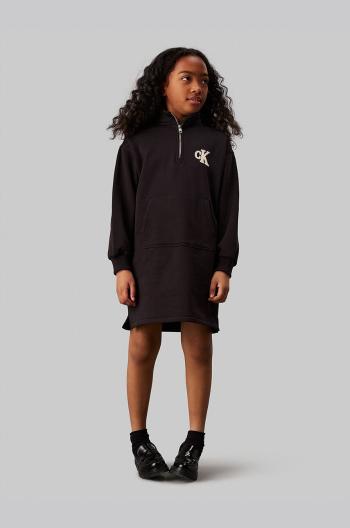 Dievčenské šaty Calvin Klein Jeans čierna farba, mini, oversize, IG0IG02670