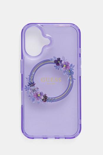 Puzdro na mobil Guess iPhone 16 6.1 fialová farba, GUHMP16SHFWFCU