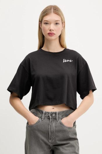 Bavlnené tričko Vans dámske, čierna farba, VN000QDFBLK1