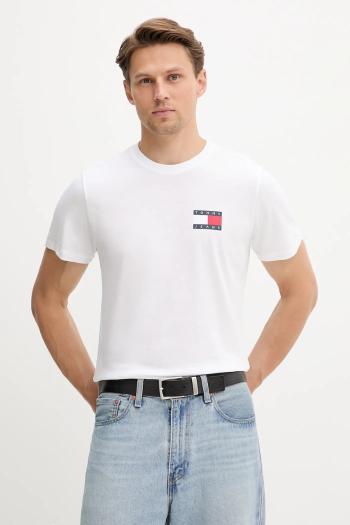 Bavlnené tričko Tommy Jeans pánske, béžová farba, s potlačou, DM0DM20740
