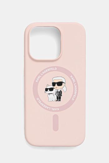 Puzdro na mobil Karl Lagerfeld iPhone 16 Pro ružová farba, KLHMP16LSCMKCRHP