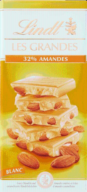 LINDT Les Grandes biela čokoláda s mandľami 150 g