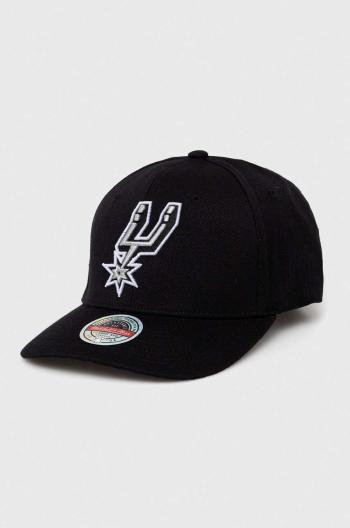 Šiltovka s prímesou vlny Mitchell&Ness San Antonio Spurs čierna farba, s nášivkou