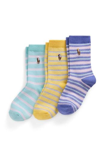 Detské ponožky Polo Ralph Lauren 3-pak žltá farba, 443969091001