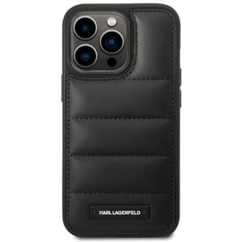 Karl Lagerfeld Quilted Puffy Metal Logo Zadný Kryt pre iPhone 14 Pro Max Black (KLHCP14XPSQAK)
