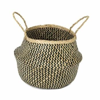 Compactor Pletený úložný košík z morskej trávy Belly, 35 x 32 cm, čierna, M